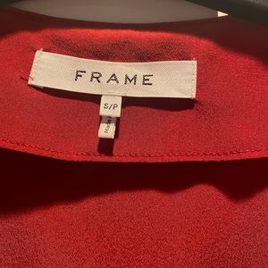 Frame size S, red 100% silk shirt sleeve blouse